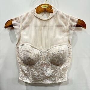 Victorias Secret 36C Jeweled Lace Corset Sexy High VS dream angels tulle Bra top
